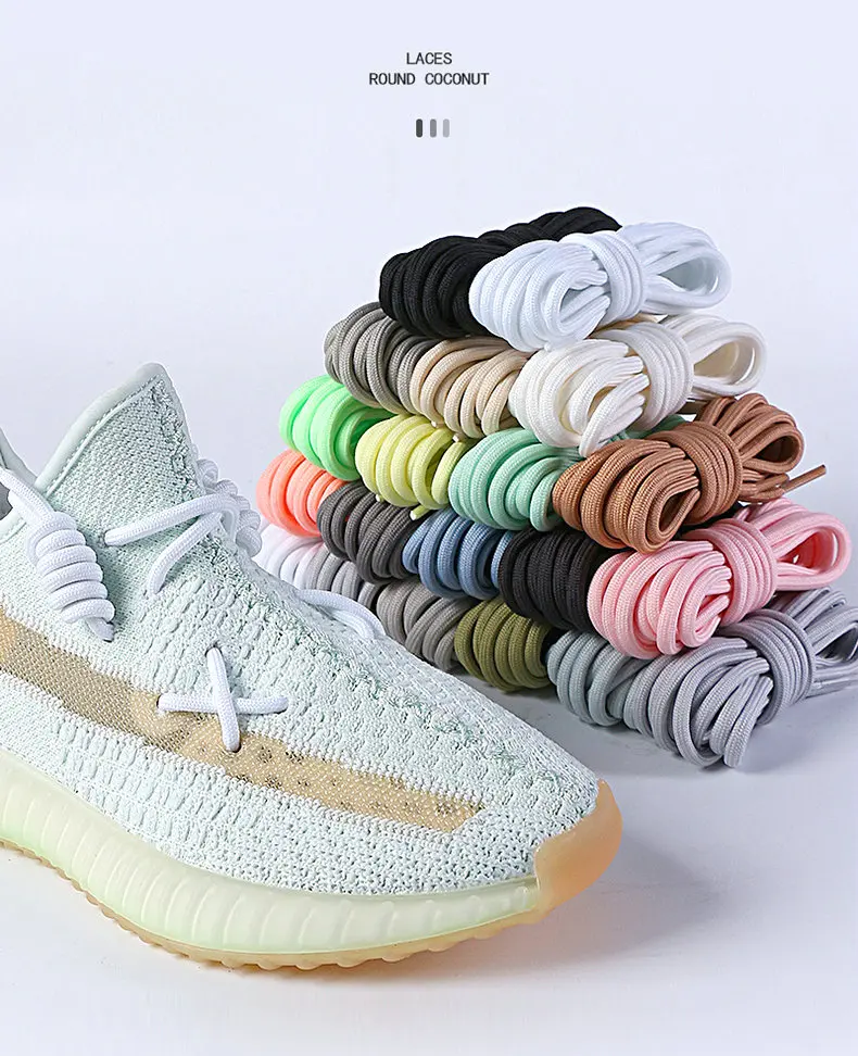 Premium Custom Length And Colors Thick Rope Laces Replacement NMD Round Shoelaces For YZ Sneakers Jordan