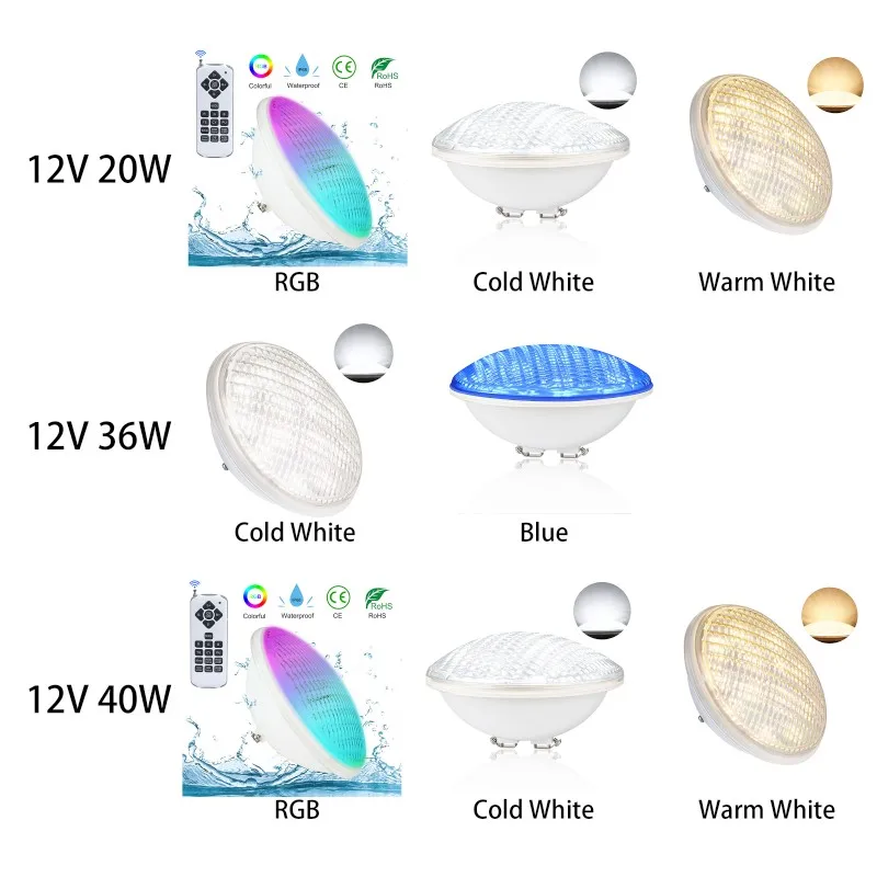 New Product 18W 24W 35W Full Pc Casing Submersible Led Ip68 Waterproof Swimming Pool Lights Remote Control