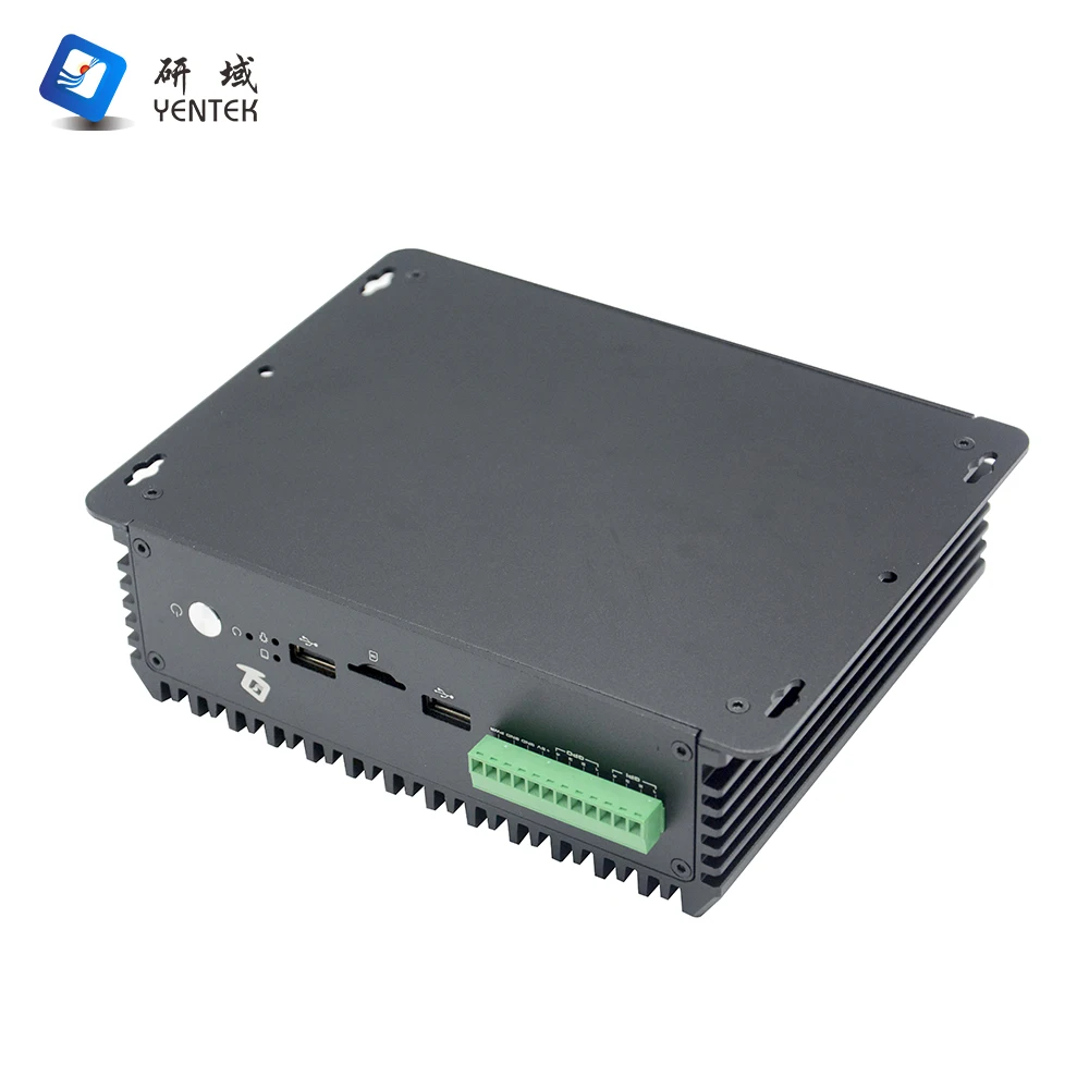 Factory industrial pc fanless intel CPU HD VGA 6 RJ45 6 USB DC 12V RS232 485 DB9 COM embedded industrial computer linux