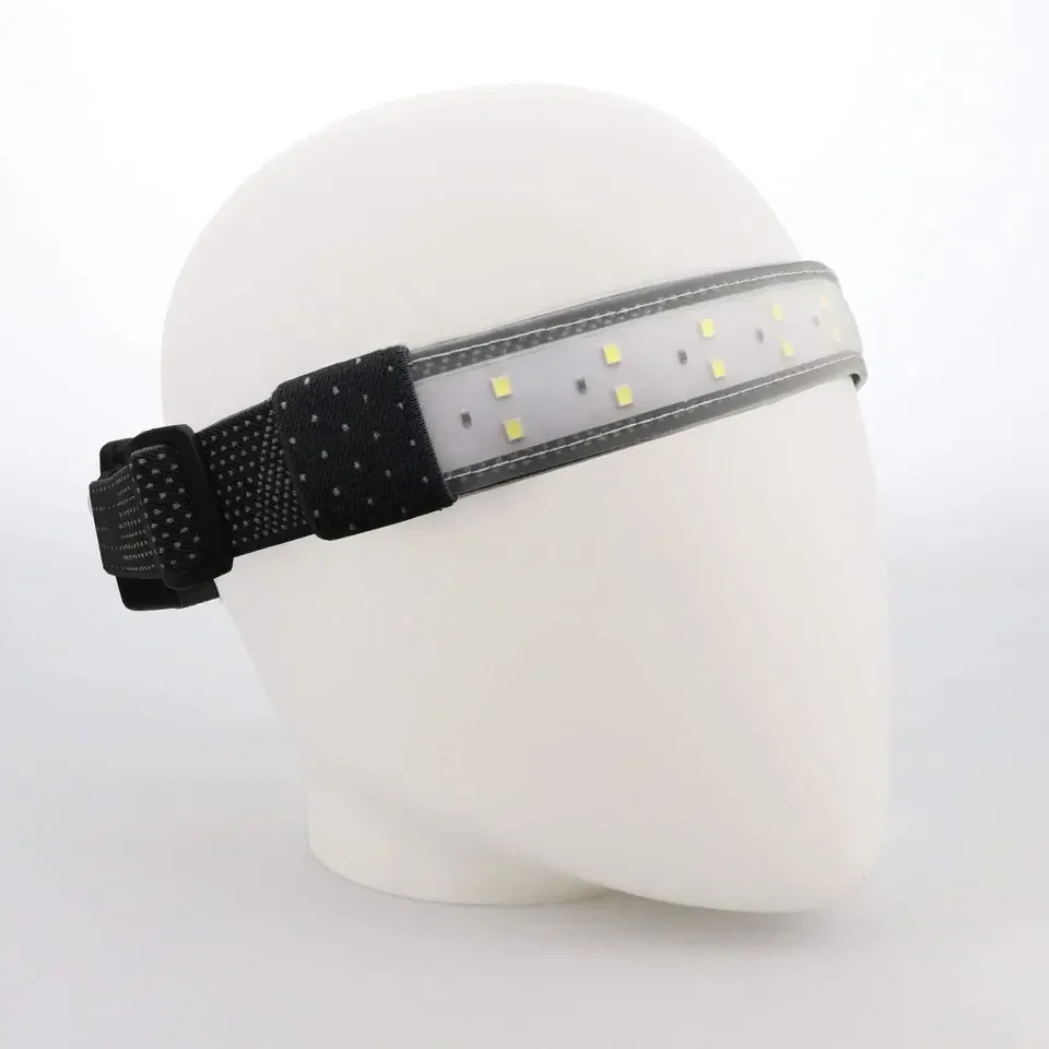 New headlamp LED Outdoor Night Running Elastic Headband Broadbeam Led Strip Headlamp