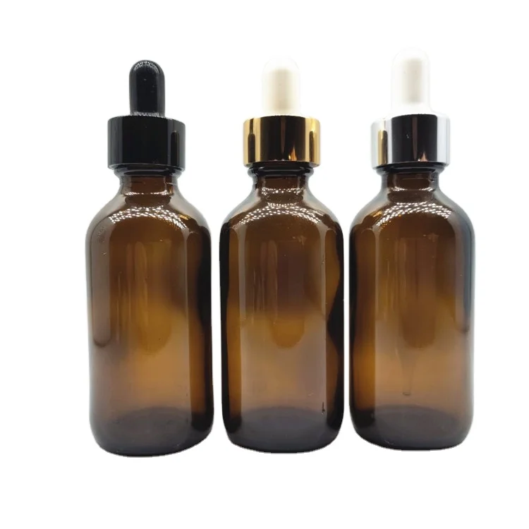 1oz 2oz 4oz 15ml 30ml 60ml 120ml boston amber cosmetics empty essential oil face serum glass dropper bottles with pipette