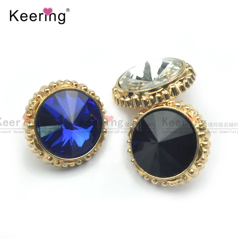 WBKC-275 keering dress black royal clear decorative metal sew shank crystal button for clothing