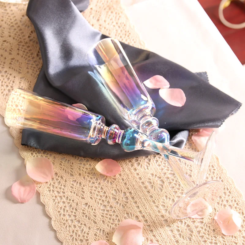 Vintage Crystal glass colorful rainbow electroplating Nordic Style Champagne Glass Wine Goblet Red Wine Goblet Crystal Glass