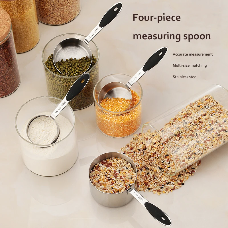 
Hot Selling 4pcs Set Measuring Cups and Spoons Set Tools Steel Kitchen Measuring Spoon Stainless Steel 4 Pc Measuring Spoon 