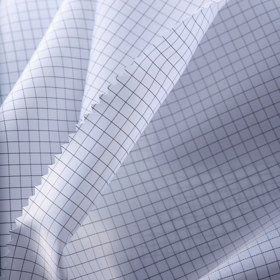 115G 150cm Antistatic Dust Free Room Factory Ultra-clean Bleach Polyester Plaid Woven Fabric Hospital Anti-static ESD Fabric