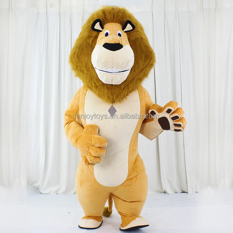 Adult Halloween Plush Furry Mascot Animal Carnival Dress Suit Fur Inflatable Lion Costume for sale