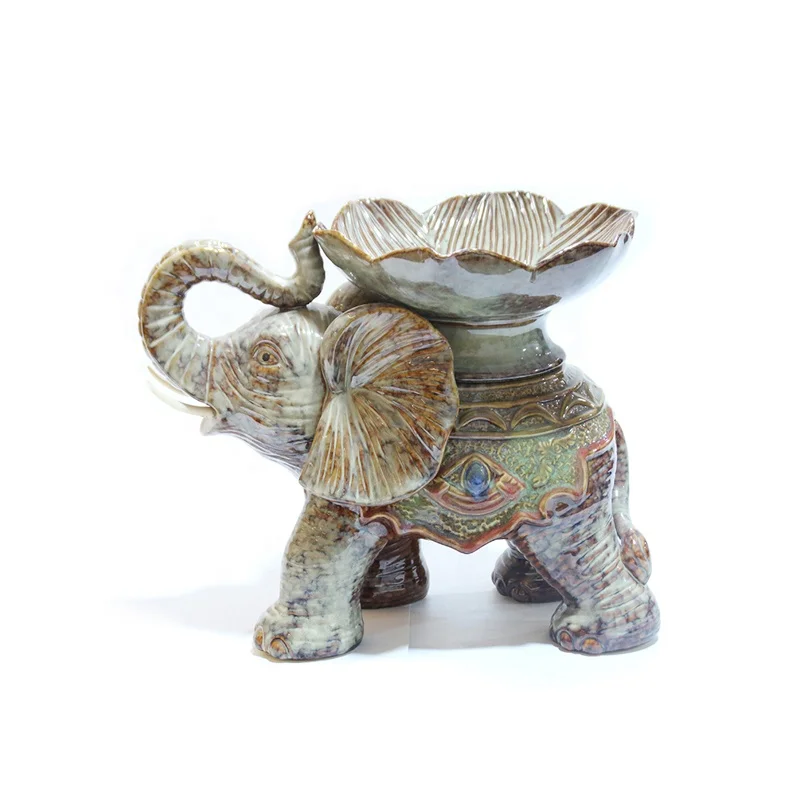 OEM Hot Sale Elephant Statues Figurine Shape Candy Ceramic Fruit Plate