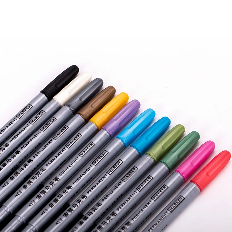 Fine tip water base assorted color large capacity ink metallic permanent marker