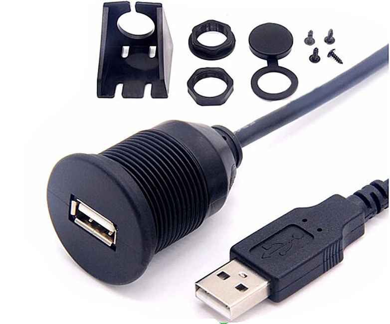 Single-port USB 2.0 male to female car front panel installation extension cable is suitable for cars, ships and motorcycles