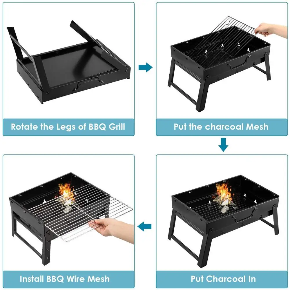 Wholesale Garden Portable Smokeless BBQ Charcoal Grill Folding Charcoal Barbecue Grill Machine