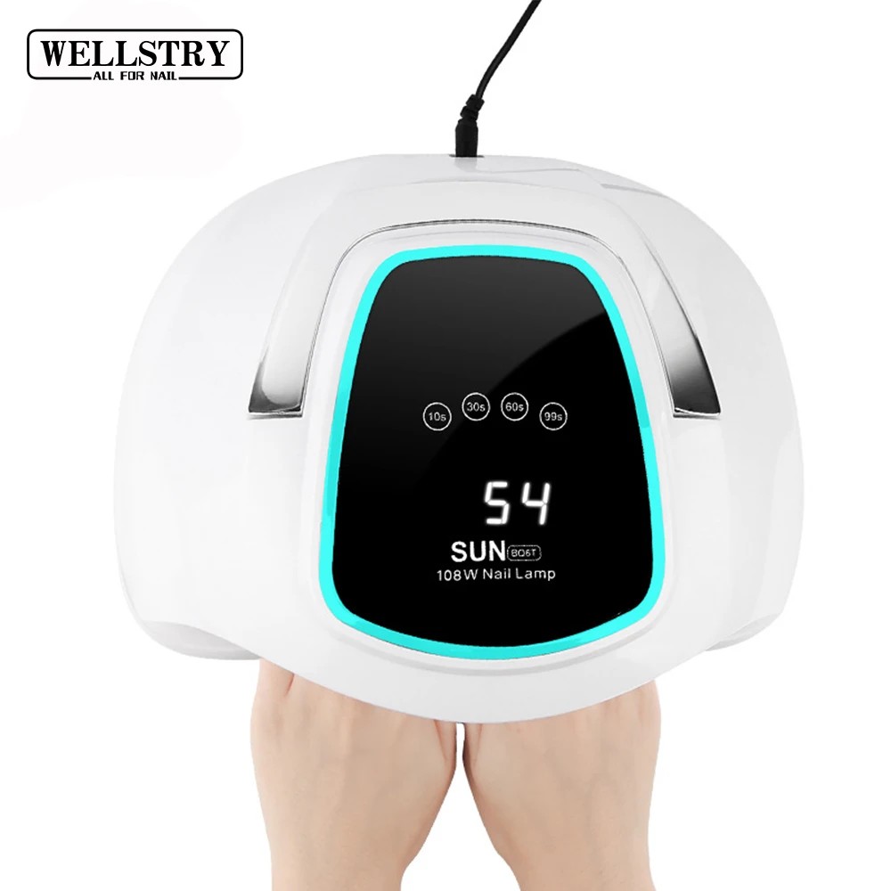 WELLSTRY 12Month Warranty Fast LED UV Dryer Nail Curing Light Professional 108W UV LED Nail Lamp for Gel Polish