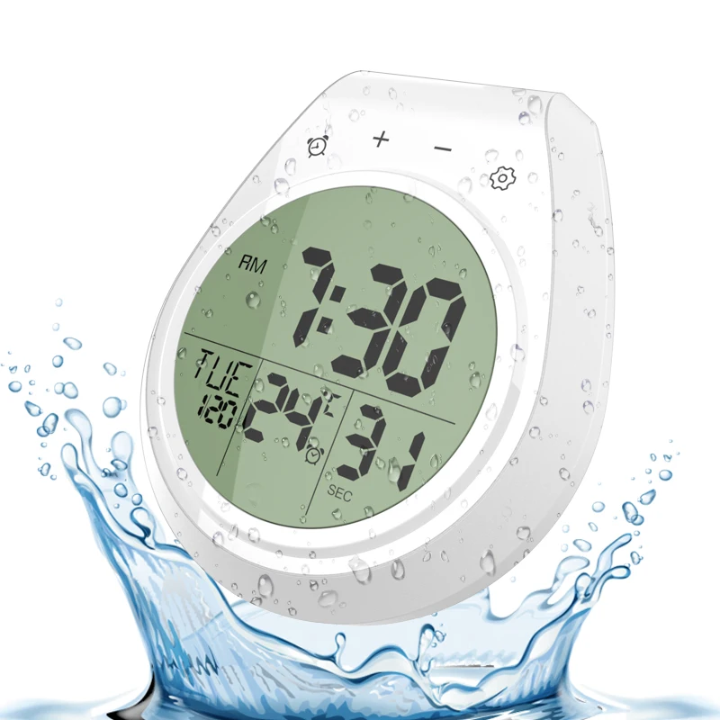 Waterproof Shower Clock Washroom  Timer Suction Cups Wall  Hygrometer Thermometer smart digital alarm  clock
