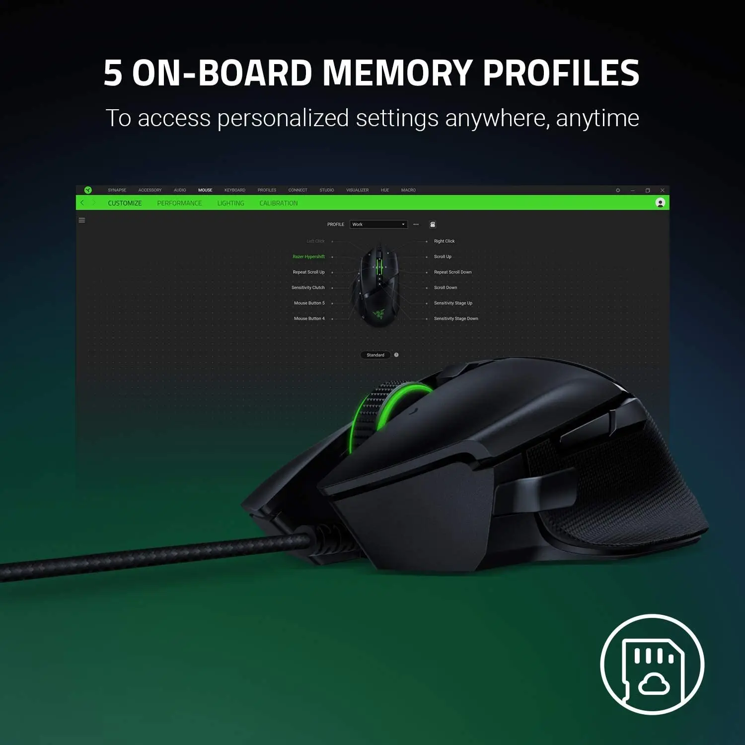 Gaming Computer Hardware & Software Razer Basilisk v2 Wired Gaming Mouse: 20K DPI Optical Sensor, Fastest Switch, Chroma RGB Li