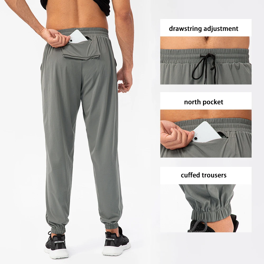 Loose Sports Trousers Casual Stretch Breathable Fitness Pants Running Training Lace-Up Elastic Jogger Pants Men Track Sweatpants