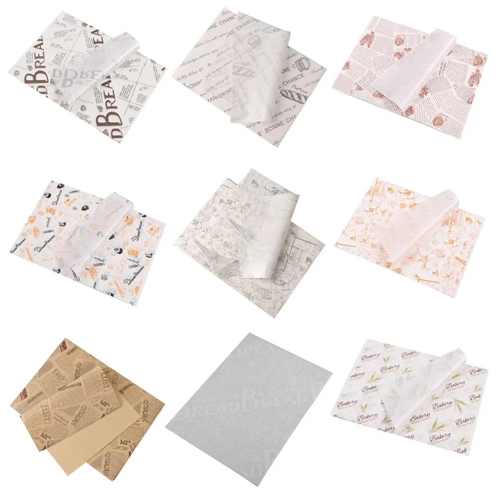 Wholesale custom printed recycled eco food grade greaseproof bread butter hamburger Parchment burger food wrapping paper