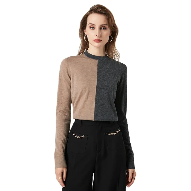 Женский пуловер с круглым вырезом, вязаный свитер из 2021-ной шерсти и кашемира, с логотипом на заказ, большие размеры, зима 100%