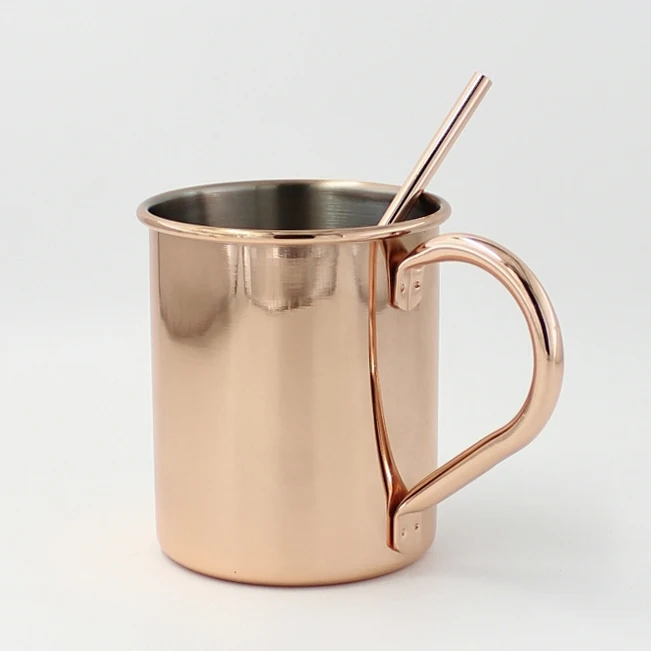 500ml Stainless steel outer copper plated skinny beer cup Moscow mule mug for drinks