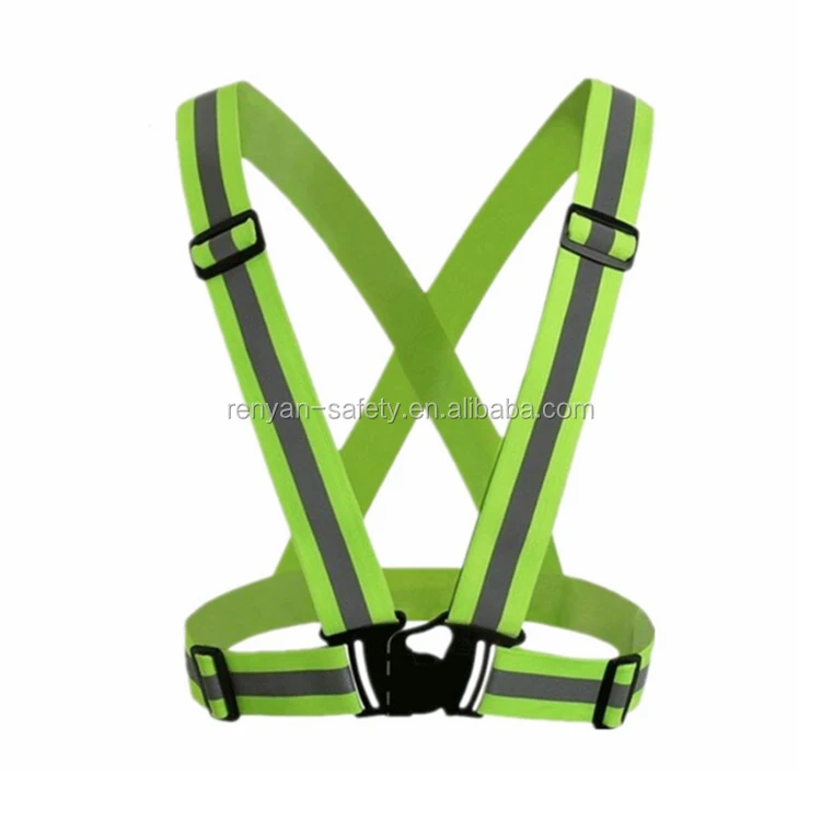 
fluorescent green color reflective elastic strap safety vest belt for outside running safety 
