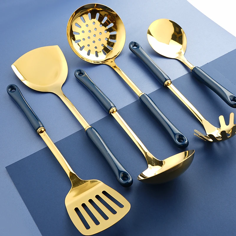 
Chaole 7pcs Stainless steel kitchenware set spatula colander ladle frying spade soup scoop 
