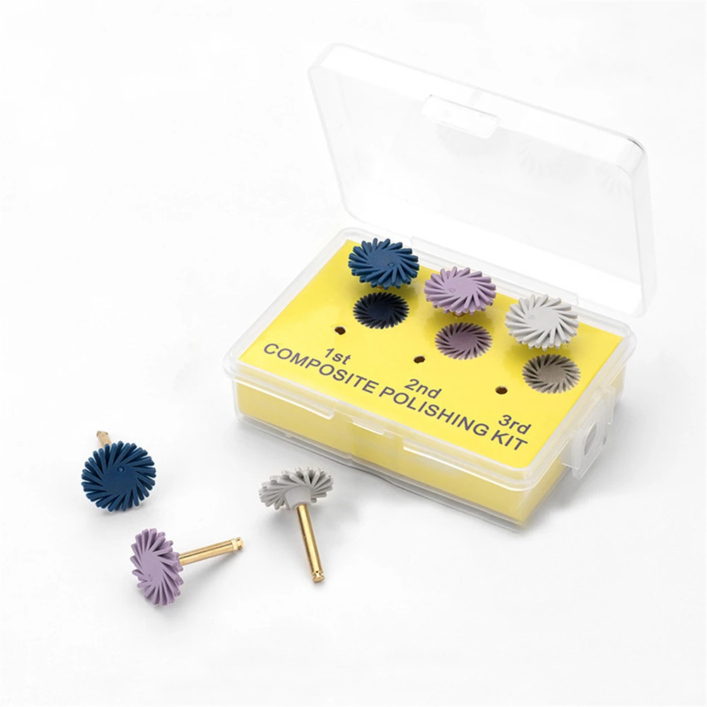 Competitive Dental Composite Polishing Wheel Golden Diamond Rubber Flex Spiral Polisher Kit