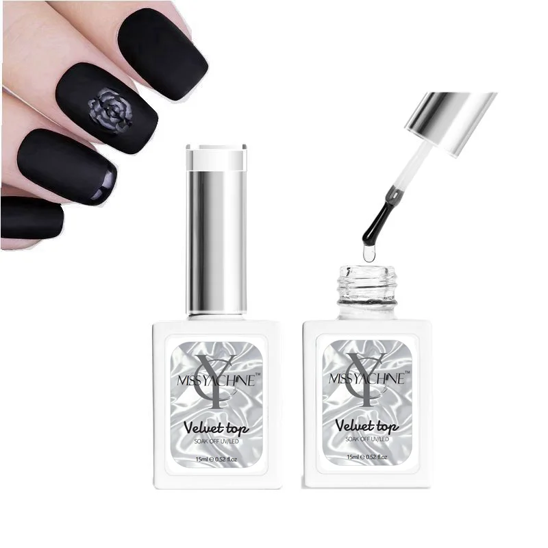 OEM/ODM Private Label Non-stain Velvet Top Coat 15ml  UV/LED Soak Off Gel Nail Polish Free Sample