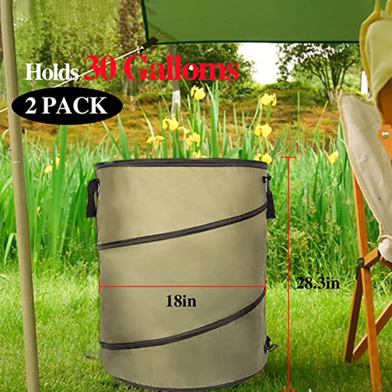Customized Logo and Capacity Folding 30 Gallon Collapsible Toy Container Garden Camping Waste Pop up Leaf Bag