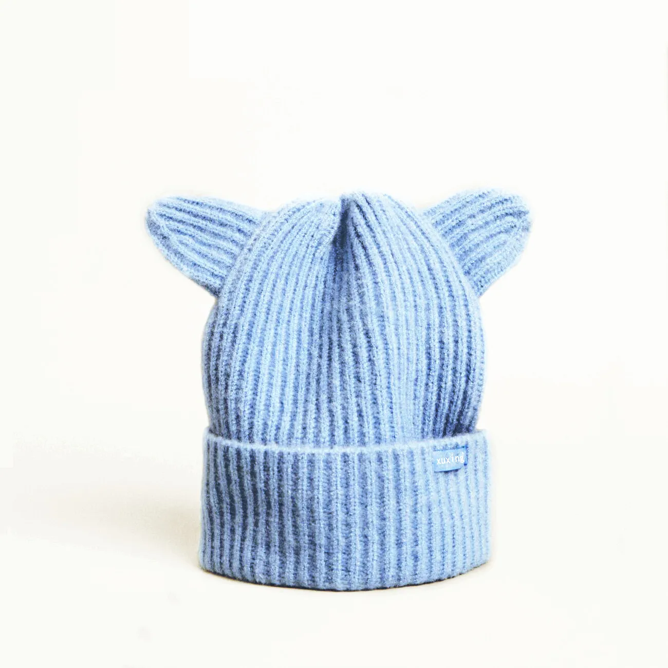 high quality custom logo Cashmere winter hat knitted beanie hat with ear wholesale