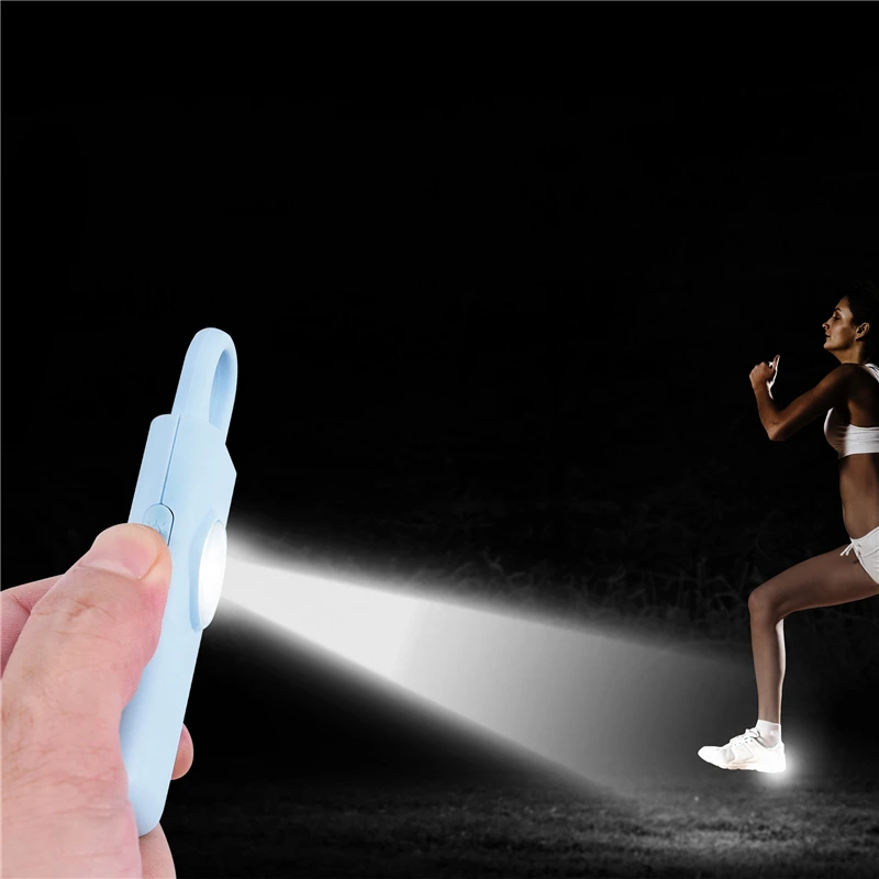 patent SOS 130db keychain security  personal alarm for lady self defense  with flashlight rechargeable