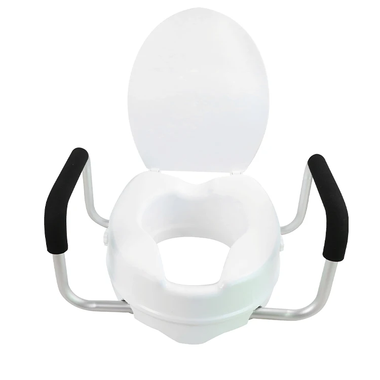 SC7060D-4A Elder Homecare Safety 4 inch PP Durable Raised Toilet Seat with Detachable armrest and Lid