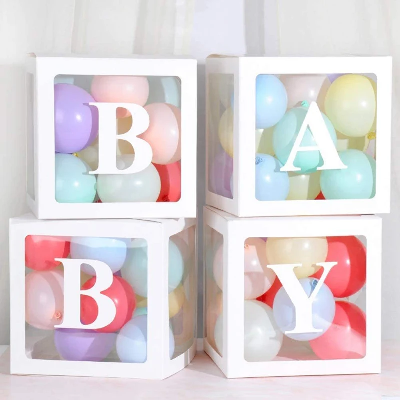 Прозрачный Baby Shower коробки объявление о поле для вечеринок воздушные шары коробка ребенка детские