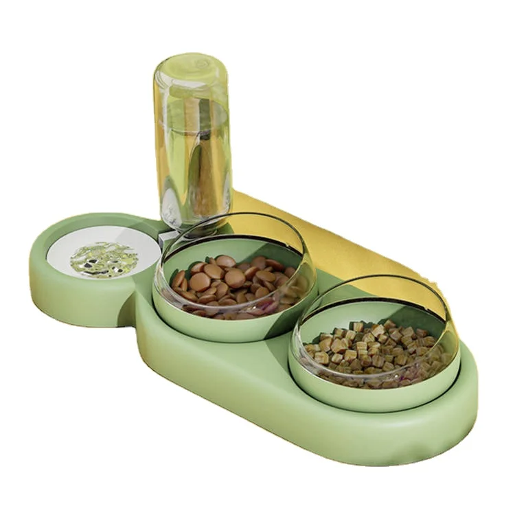 Automatic Raised Stand Container 3 in 1 Cat Feeder Double Pet Drinker Food Bowl pet bowls feeders