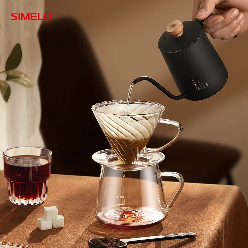 SIMELO V02 superior quality High borosilicate glass Storm Spiral Pattern Glass Filter Cup Coffee Dripper