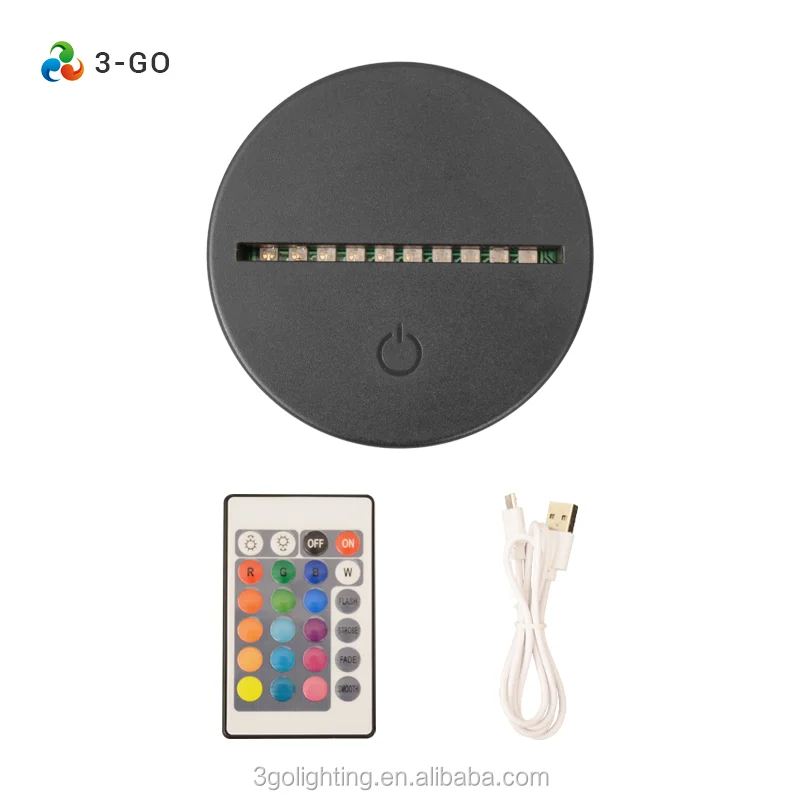 Factory wholesale ABS 16 Colors Touch Remote control 3D LED Illusion Lamp Base For Acrylic