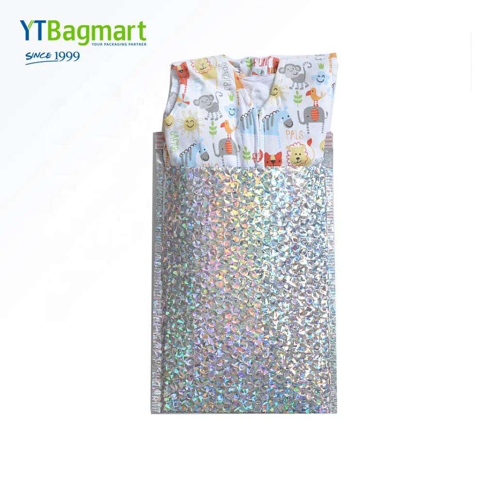 
High Quality Customized Printed Bubble Mailers Glamour Metallic Holographic Envelope 
