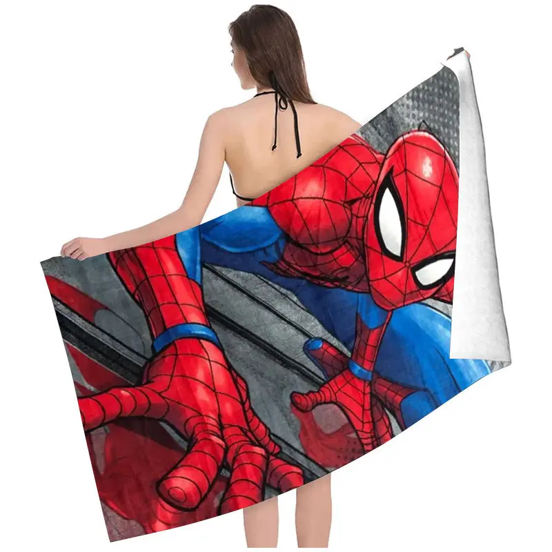 China Manufacturer Wholesale Custom prints 100% cotton Spider-man customized super hero printed kids beach towel bath towel