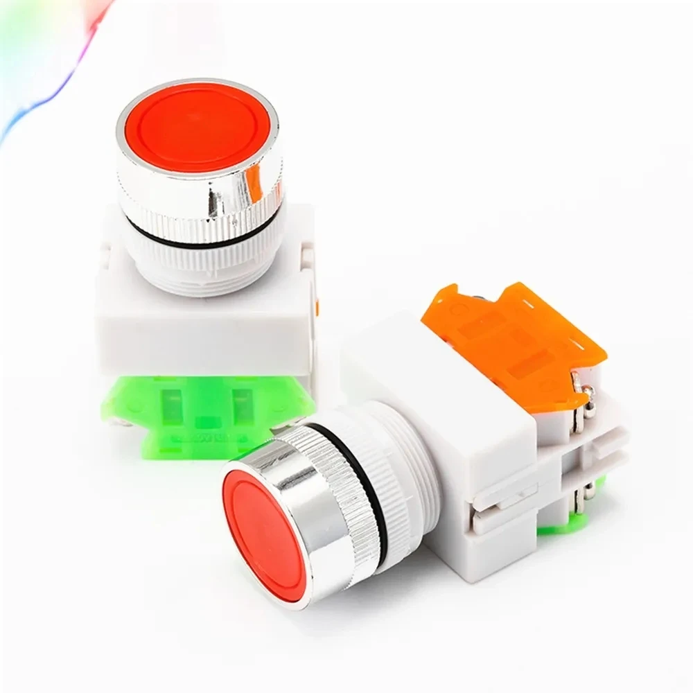 22mm Self-Resetting LAY37-11BN Push Button Switch Silver Contacts Momentary Normally Open/Normally Close 4 screws