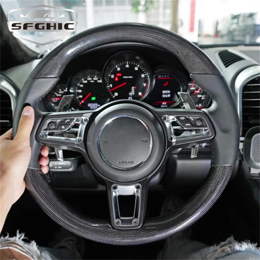 Кожаное рулевое колесо из углеродного волокна для автомобиля Porsche Panamera Macan Cayenne 918 911 718 970 971 958 автомобильные аксессуары на заказ