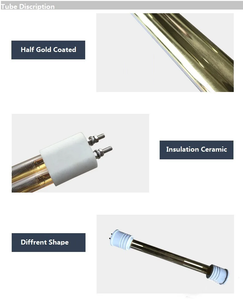 Semi Gold Buffet Plated Halogen Heating Double Tube Lamp Infrared Heating Lamp