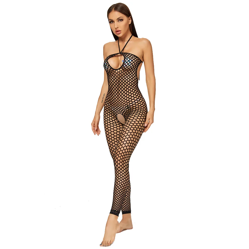 ropa interior 2021 Amazon hot selling Sexy hollow out open gear net cloth Big girl sexy underwear open crotch one piece uniform
