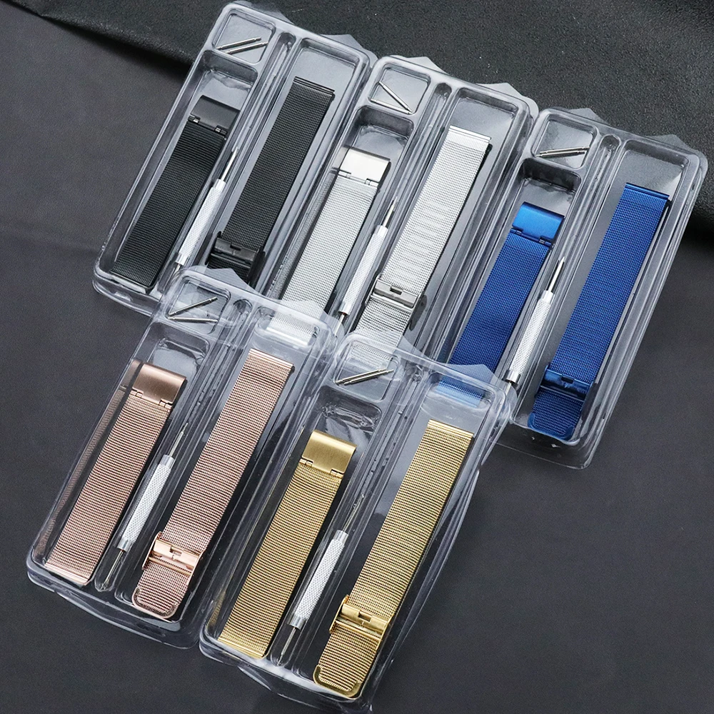 Watch Strap Band 8mm 10mm 12mm 14mm 16mm 18mm 20mm 22mm 24mm Rose Gold 304 Stainless Steel Mesh Milanese Loop Replacement