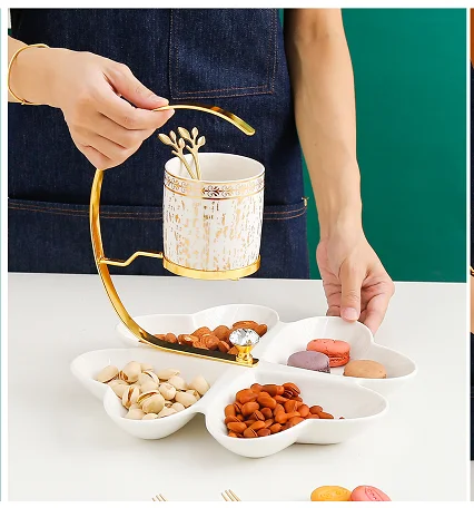 Light Luxury Nordic Luxury Snacks Ceramic Plate Dried Fruit Dessert Candy Dessert Dish Afternoon Tea Tray