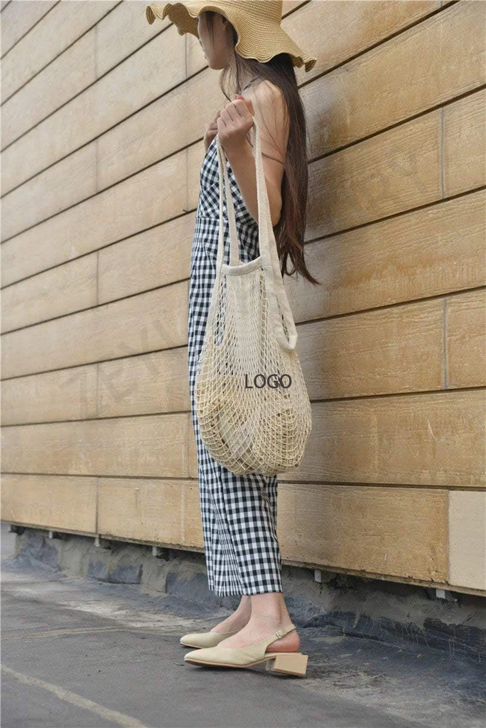 Custom Logo Reusable Eco-Friendly Mesh Cotton Net String Shopping Bag 100%Cotton Shopping Bags For Grocery Net Bag