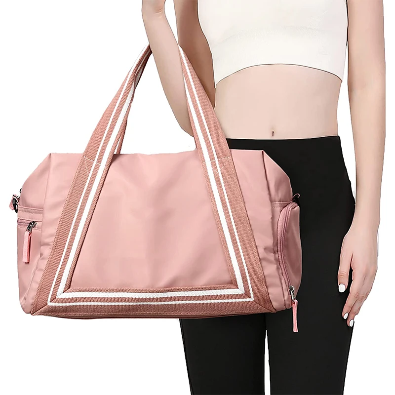 Wholesale Women Custom Pink Sports Gym Carry On Weekender Overnight Tote Travel Duffle Bag With Logo