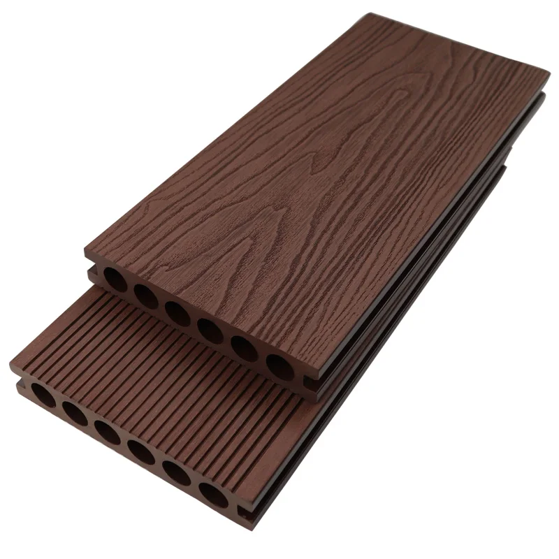 3D Embossed Decking WPC Anti UV Anti Slip Exterior Luxury Deep Wood Grain Decking For Garden And Glass Flooring