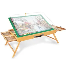Customized Wholesale Adjustable Jigsaw Puzzle Board with 4 Drawers & Cover for Adults