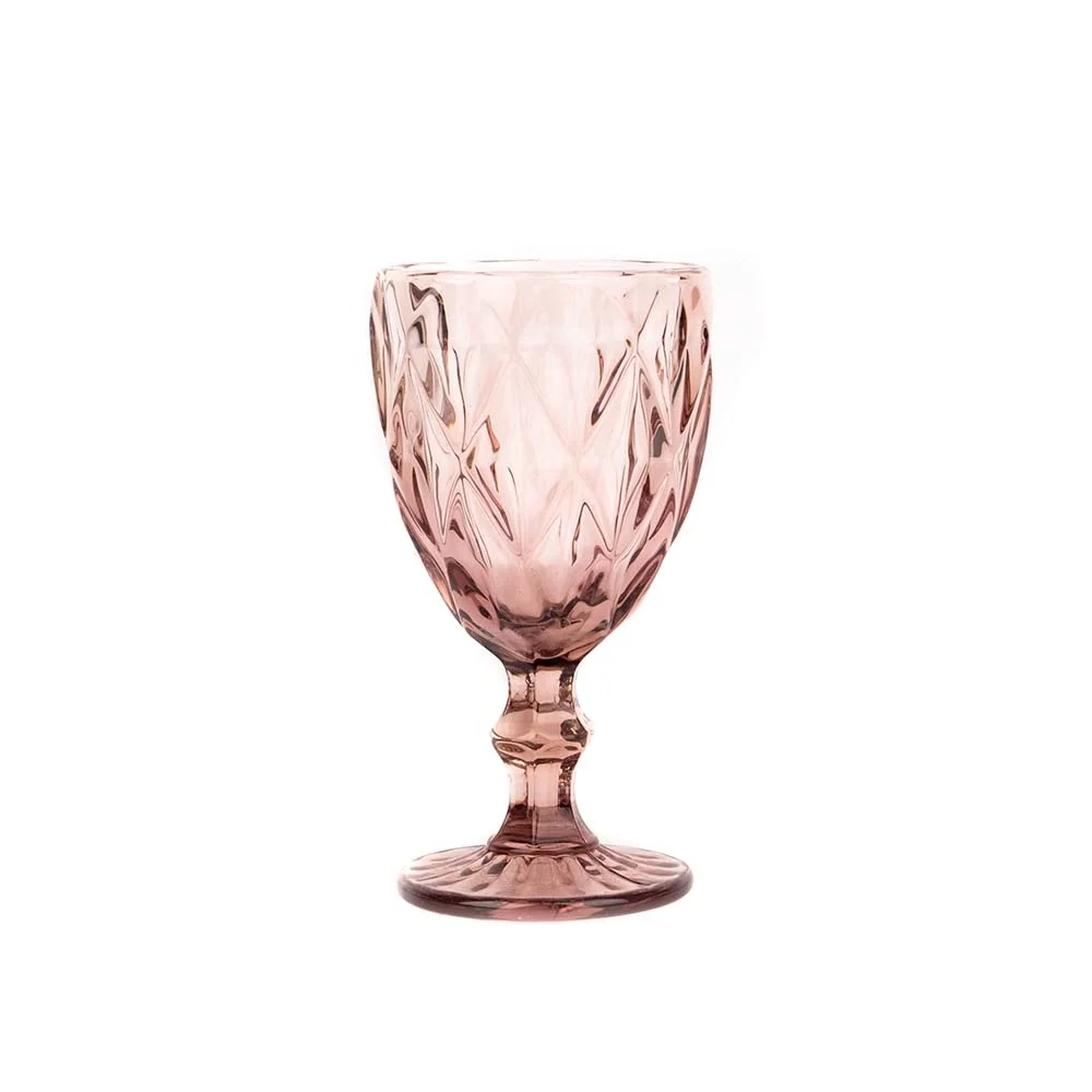 super march hot sale Lead-free embossed Vintage Blue Green Pink Wine Glass