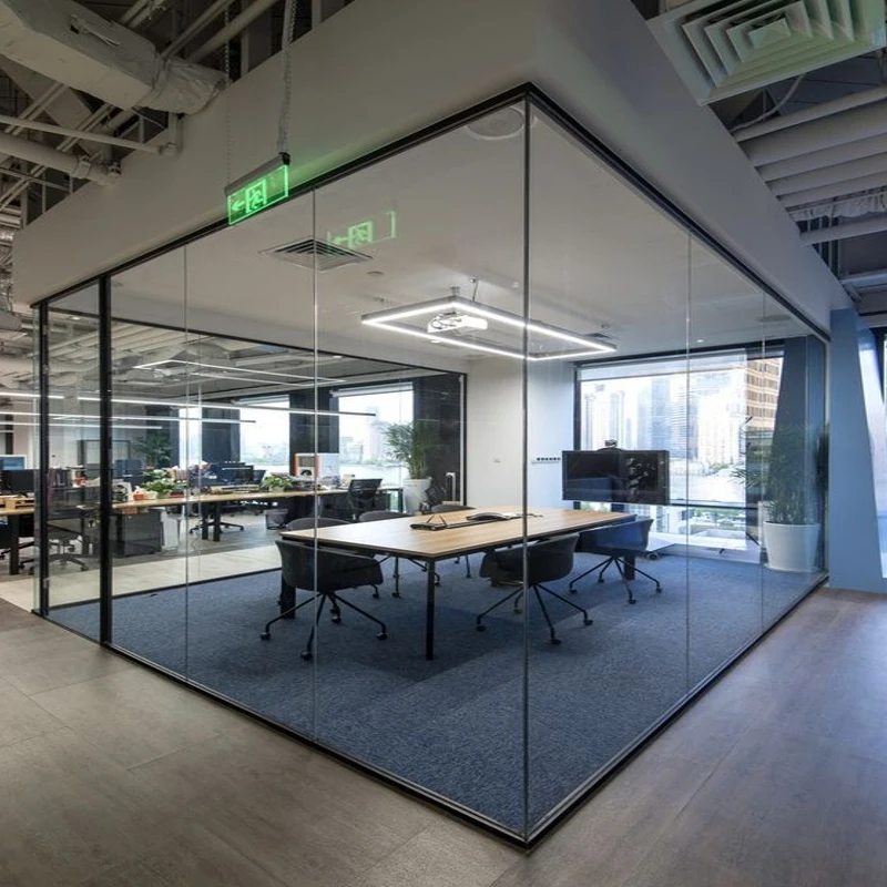 High Partition Aluminium Frame Wall Slim Modern Screen Office Glass Partition Wall For Meeting Room