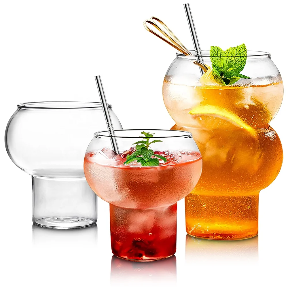 Creative Balloon Shaped Margarita Cocktail Glasses Footed Glass Dessert Cup Bubble Glass