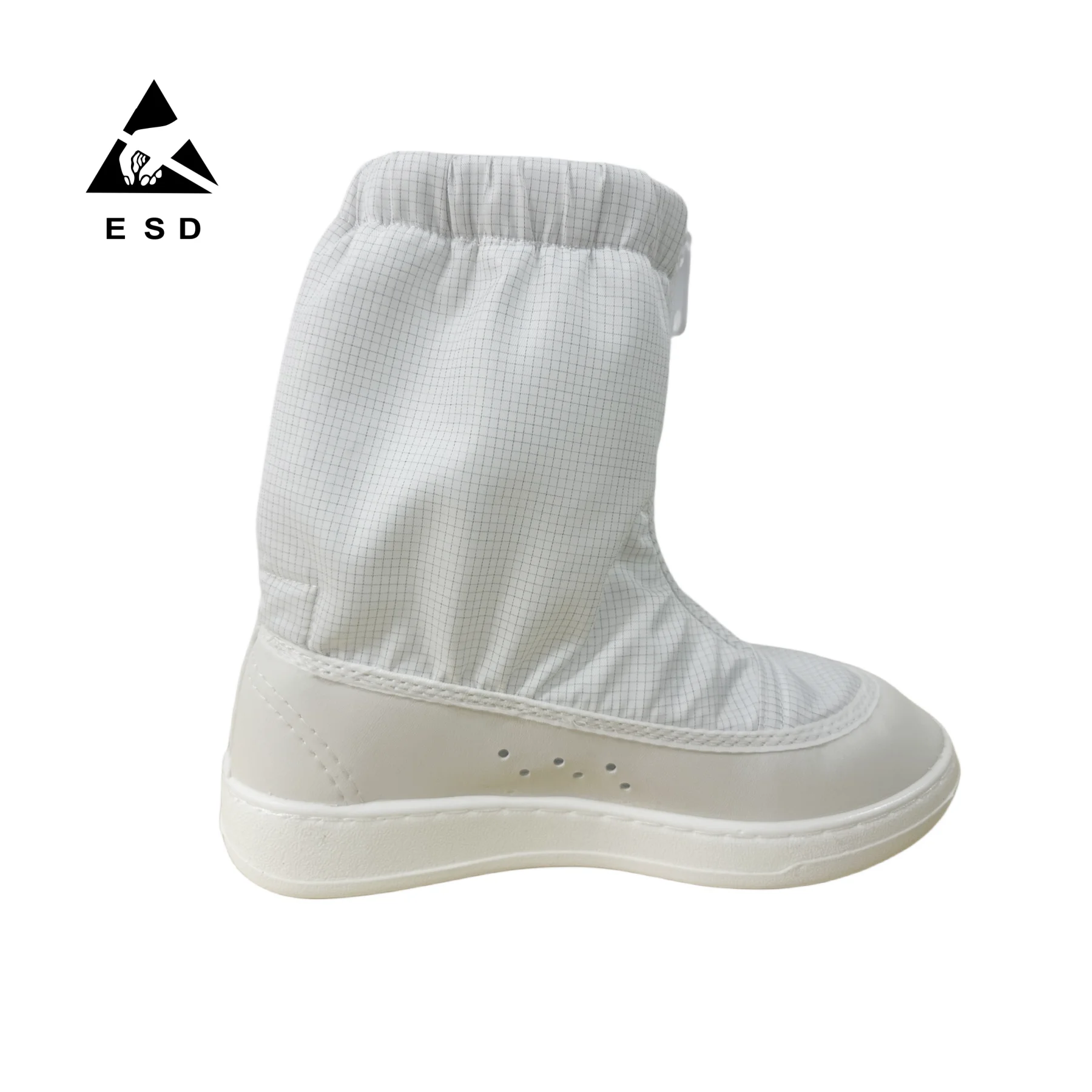 Class 10-1000 Pu Sole White Grid Antistatic Cloth Fabric add Conductive wire ESD Clean Room safety dust free Mid Booties