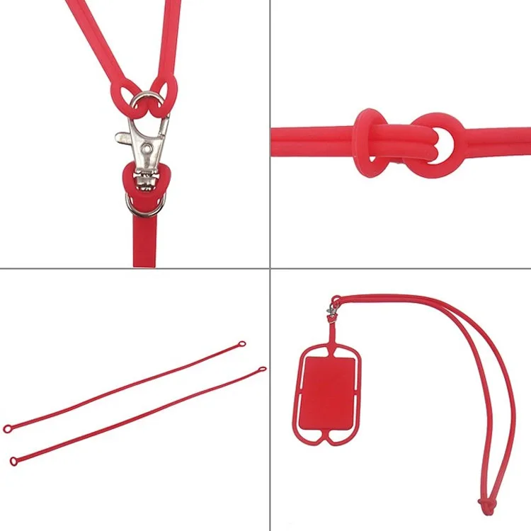 Universal Silicone Cell Phone Neck Strap Lanyard With Credit Card Pocket Holder